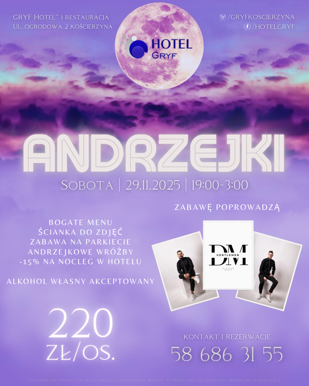 Andrzejki 2025 w hotelu